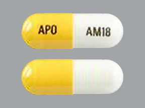 Pill APO AM18 Gold & White Capsule/Oblong is Atomoxetine Hydrochloride