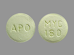 Pill APO MYC 180 Green Round is Mycophenolic Acid Delayed-Release