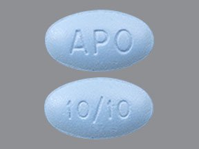 Pill APO 10/10 Blue Oval is Amlodipine Besylate and Atorvastatin Calcium