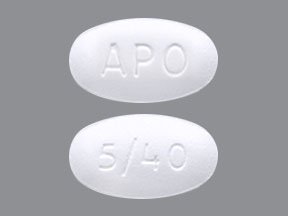 Pill APO 5/40 White Elliptical/Oval is Amlodipine Besylate and Atorvastatin Calcium