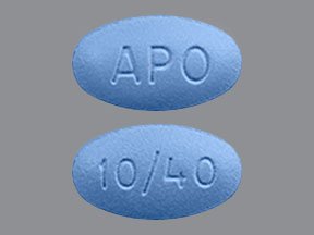 Pill APO 10/40 Blue Elliptical/Oval is Amlodipine Besylate and Atorvastatin Calcium