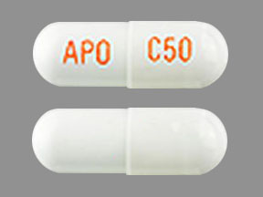 Pill APO C50 White Capsule/Oblong is Celecoxib