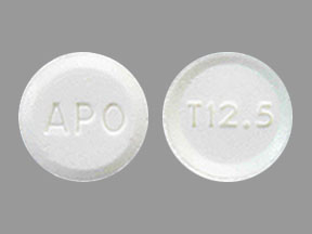 Pill APO T12.5 White Round is Tetrabenazine