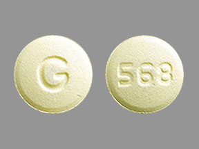 Pill G 568 Yellow Round is Amlodipine Besylate and Olmesartan Medoxomil