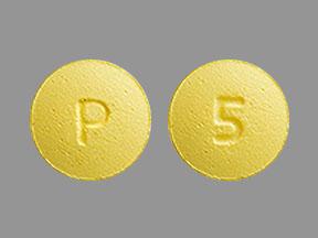 Pill P 5 Yellow Round is Prasugrel Hydrochloride