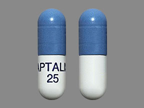 Pill APTALIS 25 Blue & White Capsule/Oblong is Zenpep