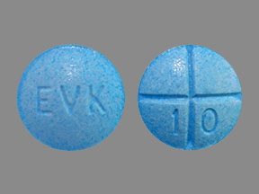 Pill EVK 1 0 Blue Round is Amphetamine Sulfate