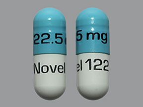Pill 22.5 mg Novel 122 Blue & White Capsule/Oblong is Temazepam