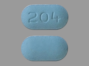 Pill 204 Blue Capsule/Oblong is Cefuroxime Axetil