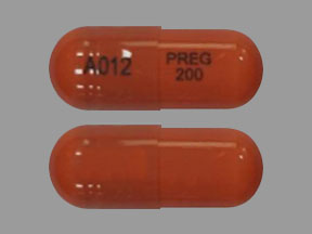 Pill A012 PREG 200 Orange Capsule/Oblong is Pregabalin