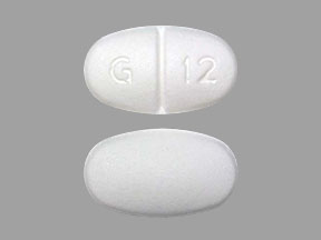 Pill G 12 White Elliptical/Oval is Metformin Hydrochloride