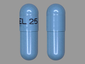 Pill SEL 25 Blue Capsule-shape is Koselugo