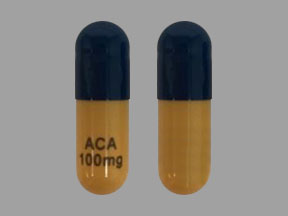 Pill ACA 100 mg Blue & Yellow Capsule/Oblong is Calquence