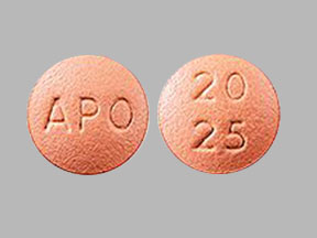 Pill APO 20 25 Peach Round is Hydrochlorothiazide and Quinapril Hydrochloride