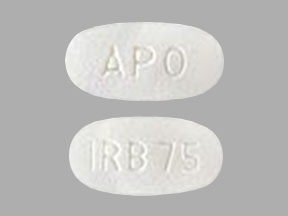 Pill APO IRB 75 White Oval is Irbesartan