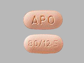 Pill APO 80/12.5 Orange Capsule/Oblong is Hydrochlorothiazide and Valsartan