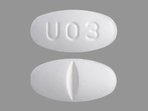 Pill U03 White Oval is Acetaminophen and Hydrocodone Bitartrate