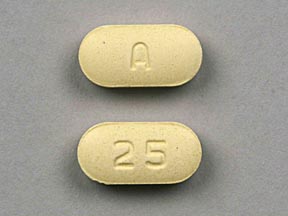 Pill A 25 Yellow Capsule/Oblong is Lisinopril