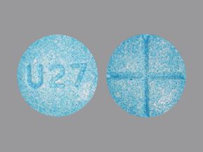 Pill U27 Blue Round is Amphetamine and Dextroamphetamine