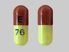 Pill E 76 Red & Yellow Capsule-shape is Stavudine