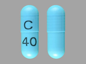 Pill C 40 Blue Capsule/Oblong is Clindamycin Hydrochloride