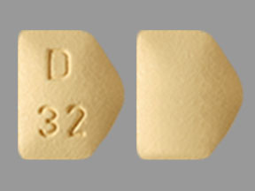 Pill D 32 Yellow Five-sided is Cyclobenzaprine Hydrochloride