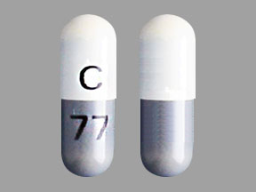 Pill C 77 Gray & White Capsule-shape is Minocycline Hydrochloride