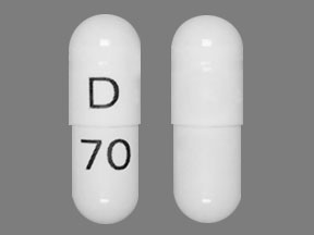 Pill D 70 White Capsule/Oblong is Didanosine Delayed Release