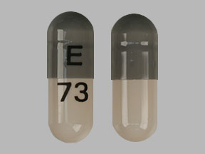 Pill E 73 Gray & Peach Capsule/Oblong is Venlafaxine Hydrochloride Extended Release