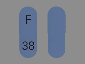 Pill F 38 Blue Capsule-shape is Ziprasidone Hydrochloride