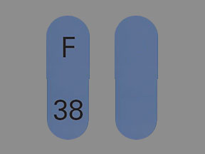 F 38 Pill Blue Capsule/Oblong 16mm - Pill Identifier