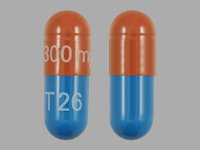 Pill 300 mg T26 Red Capsule/Oblong is Atazanavir Sulfate