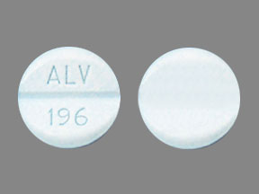 Pill ALV 196 Blue Round is Acetaminophen and Oxycodone Hydrochloride
