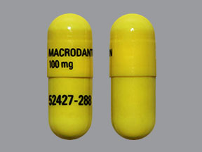 Pill MACRODANTIN 100 mg 52427-288 Yellow Capsule/Oblong is Macrodantin