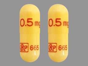 Pill BP665 0.5 mg Yellow Capsule/Oblong is Tacrolimus