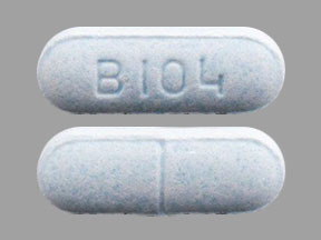 Pill B104  Blue Capsule/Oblong is Sotalol Hydrochloride