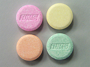 Pill TUMS is Tums Regular Strength 500 (Assorted Fruit) calcium carbonate 500 mg