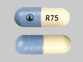 Pill Logo R75 Blue Capsule/Oblong is Pradaxa