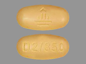 Pill D2/850 Logo Orange Elliptical/Oval is Jentadueto