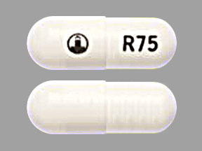Pill Logo R75 White Capsule-shape is Pradaxa