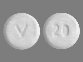 Pill V 20 White Round is Amlodipine Besylate