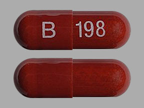 Pill B 198 Maroon Capsule-shape is Ferrex 150 Forte