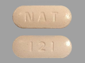 Pill NAT 121 Pink Capsule/Oblong is Rizatriptan Benzoate