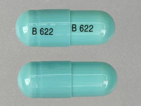 Pill B 622 B 622 Green Capsule-shape is Chlordiazepoxide Hydrochloride and Clidinium Bromide