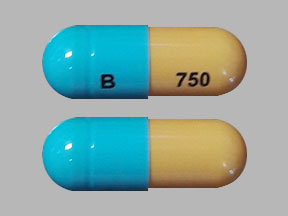 Pill B 750 Blue & Orange Capsule/Oblong is Duloxetine Hydrochloride Delayed-Release
