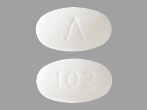 Pill 102 Logo White Oval is Metformin Hydrochloride