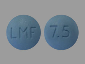 Pill LMF 7.5 Blue Round is L-Methylfolate