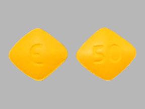 Pill E 50 Yellow Four-sided is Eplerenone