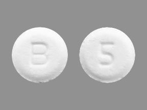 Pill B 5 White Round is Asenapine Maleate (Sublingual)