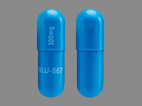 Pill BLU-667 100 mg Blue Capsule-shape is Gavreto